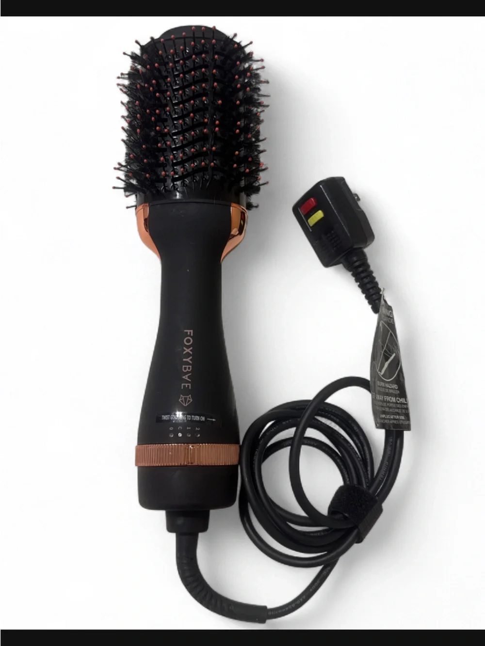 FOXYBae Black and Rose Gold Hot Air Round Brush - Women Hair Tool